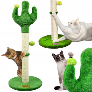 PETSTORY Škrabadlo pre mačky Cactus Sisalový stĺpik s guličkou na šnúrke